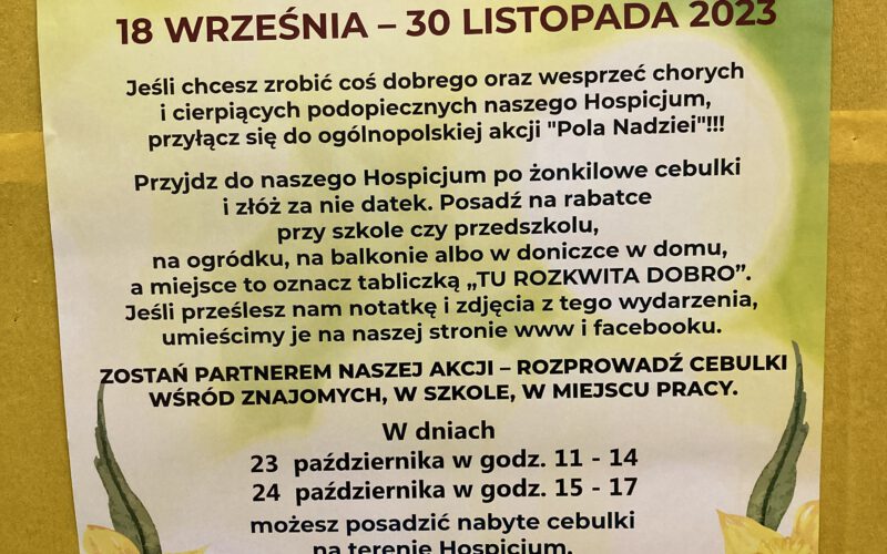 Plakat informacyjny, akcja dla hospicjum.